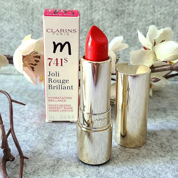 NEW Clarins Joli Rouge Brillant Moisturizing Perfect Shine Sheer Lipstick 741S - Picture 1 of 7